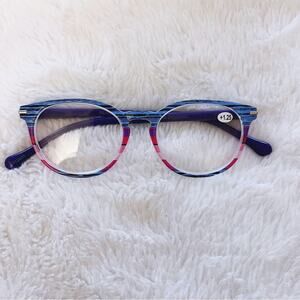 Zoe Blue Multi-Color Round Reader Glasses
